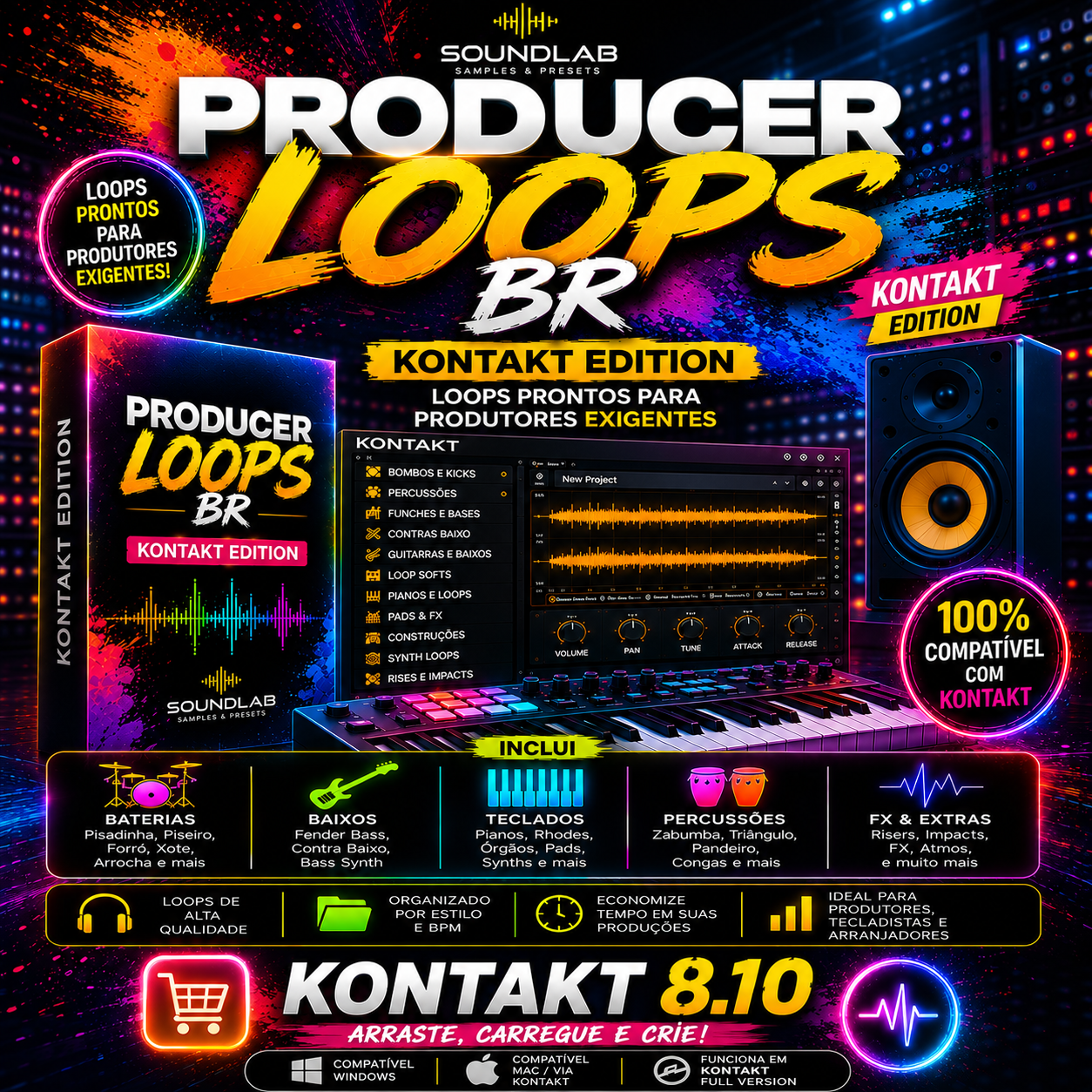Loops BR para Kontakt - biblioteca avulsa SoundLab