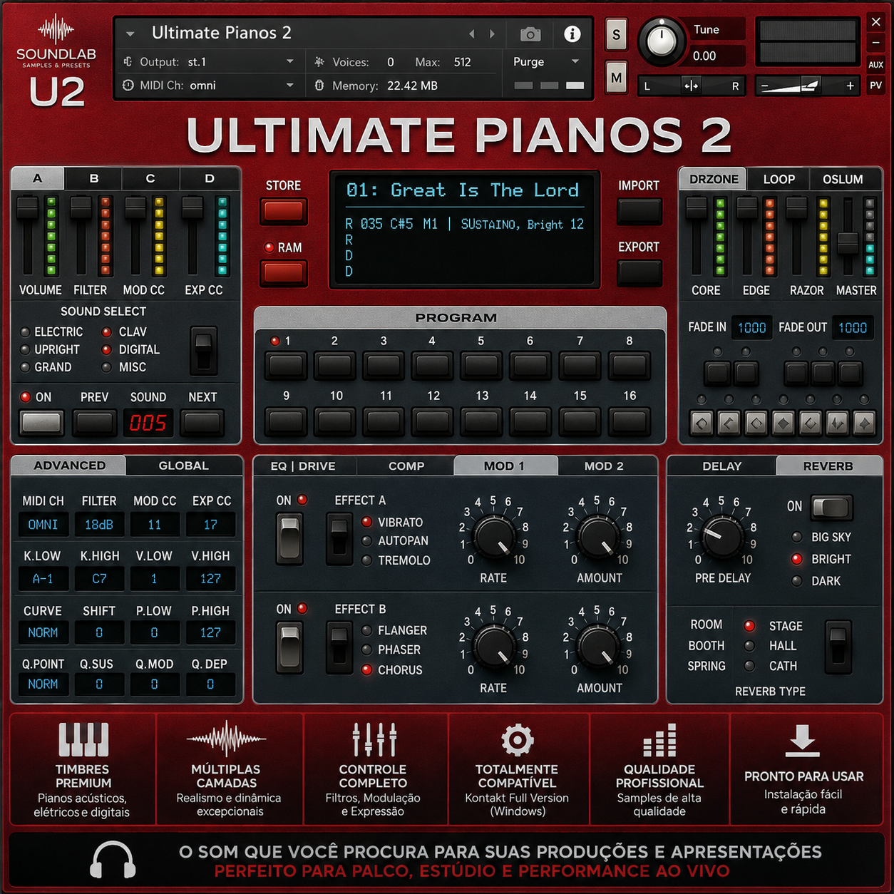 Ultimate Pianos 2 - biblioteca avulsa SoundLab