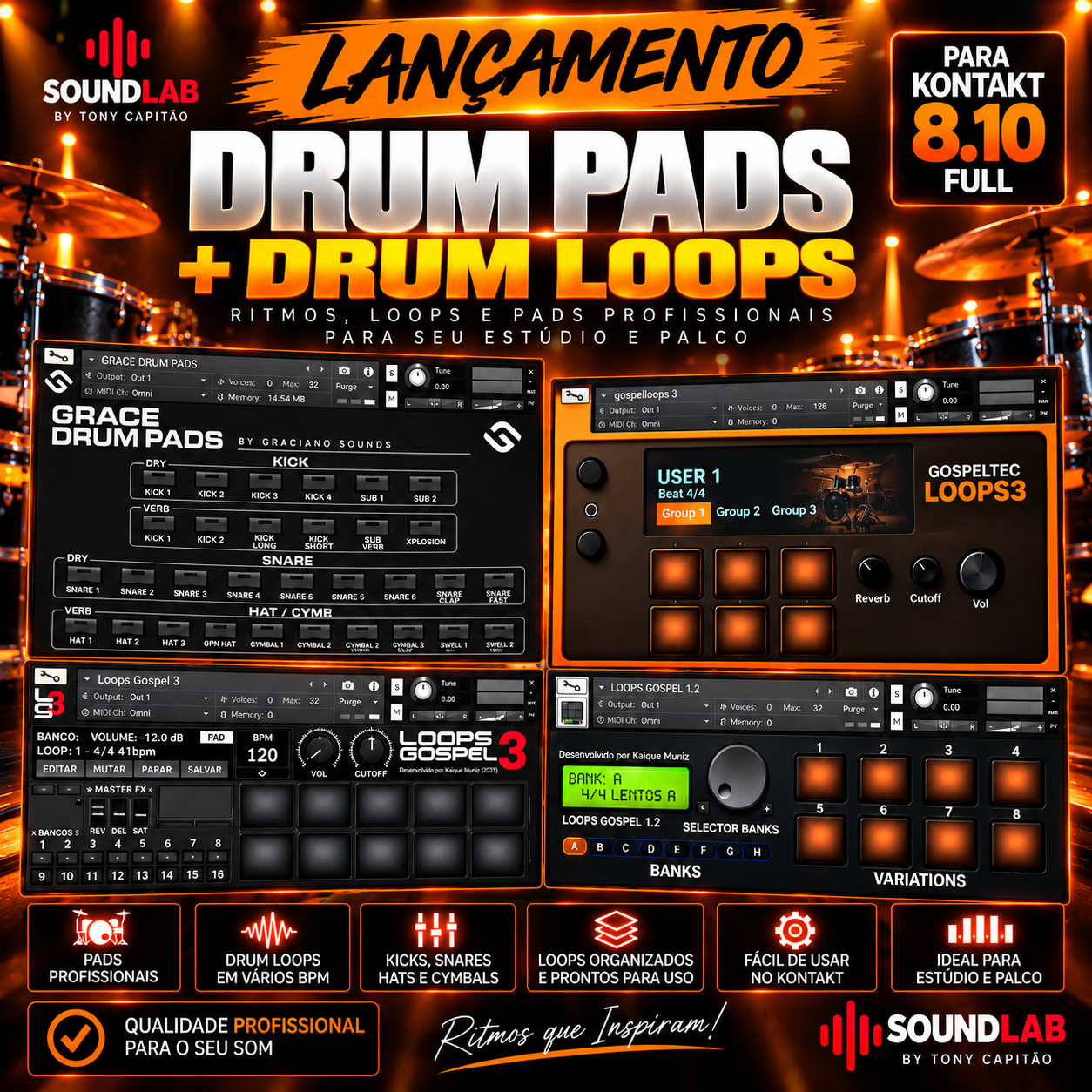 Drum Pads e Drum Loops - pacote SoundLab